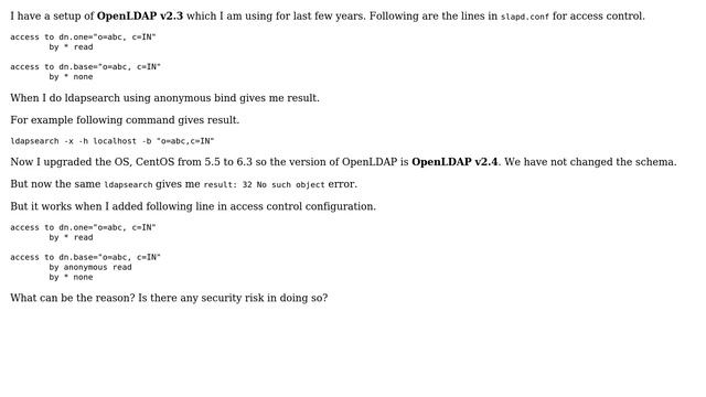 Why ldapsearch is not working with anonymous bind after upgrading OpenLDAP to v2.4? смотреть онлайн