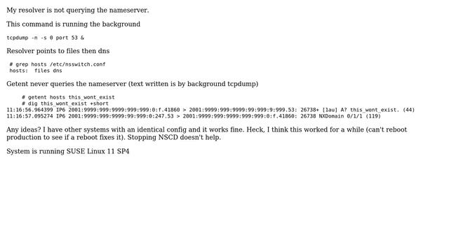 SUSE 11 SP4 resolver doesn't query nameservers смотреть онлайн