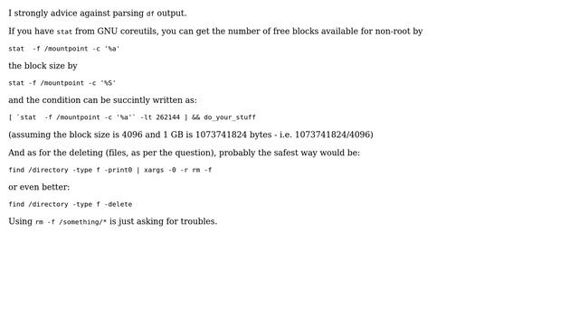 How to check the available space on the hard disk each day and if it is lower than 1GO remove... смотреть онлайн