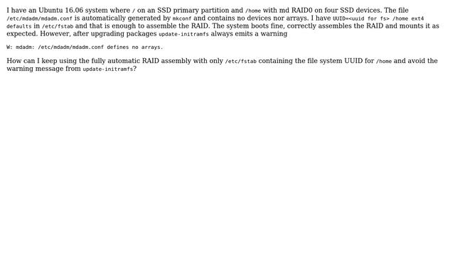 Unix & Linux: How to use only automatically build RAID arrays on Ubuntu? смотреть онлайн
