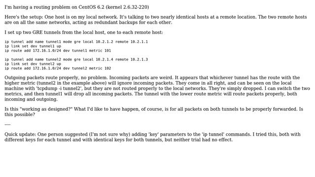 DevOps & SysAdmins: Multiple GRE tunnels on the same host, only one routes incoming packets смотреть онлайн