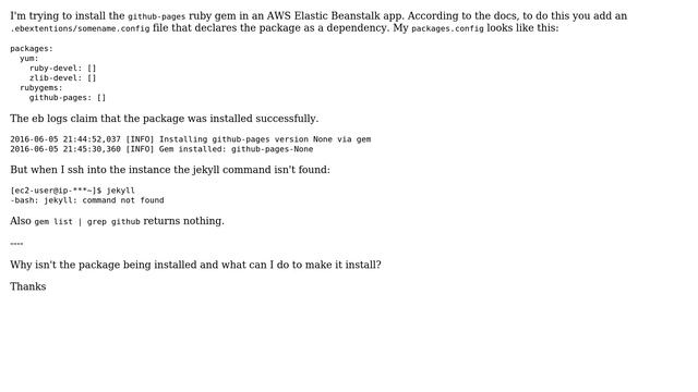DevOps & SysAdmins: Elastic Beanstalk silently fails to install ruby gem смотреть онлайн
