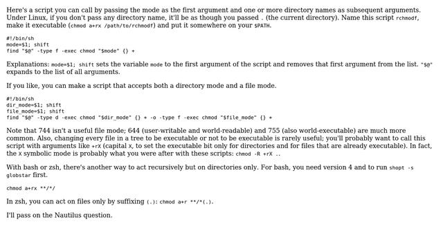 Unix & Linux: Recursive chmod only folders or only files via script or nautilus menu? смотреть онлайн