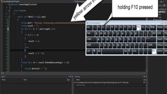 Visual Studio F10 Debug смотреть онлайн