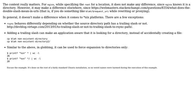 Unix & Linux: Difference between including / at the end of a directory path and and omitting it смотреть онлайн
