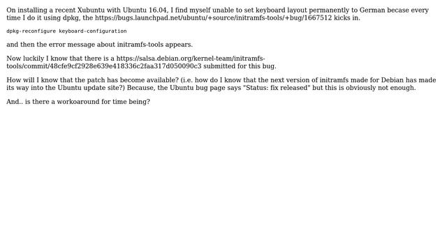 How to get / watch for a Debian bug update for Ubuntu in initramfs-tools 0.122ubuntu8.8? смотреть онлайн