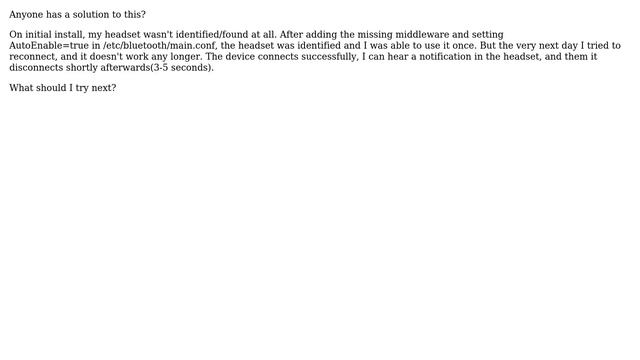 Ubuntu: Dell9550: bluetooth headset connects and then disconnects in a couple of seconds смотреть онлайн