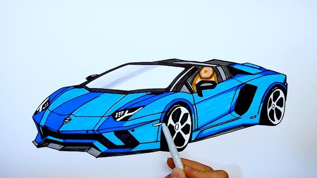 How to draw a car - Lamborghini Aventador - Coloring (Part 2) смотреть онлайн