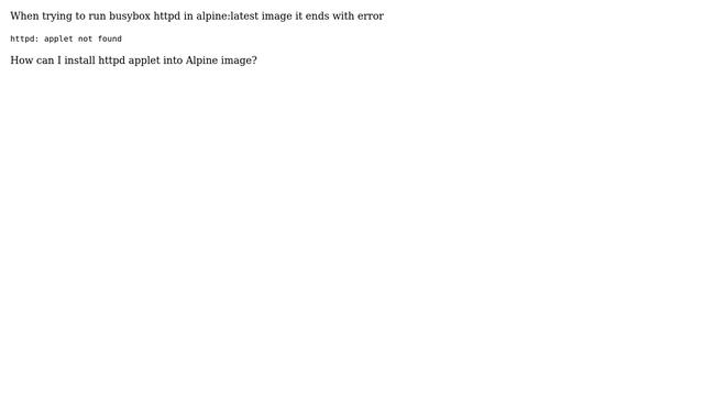 How to enable busybox httpd on Alpine linux image? смотреть онлайн