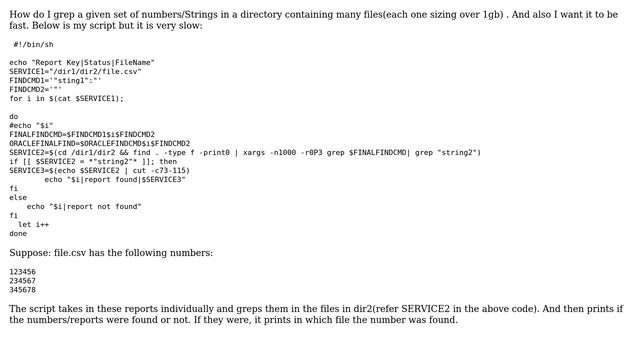Unix & Linux: Faster way to search through many files using a set of given strings (2 Solutions!!) смотреть онлайн