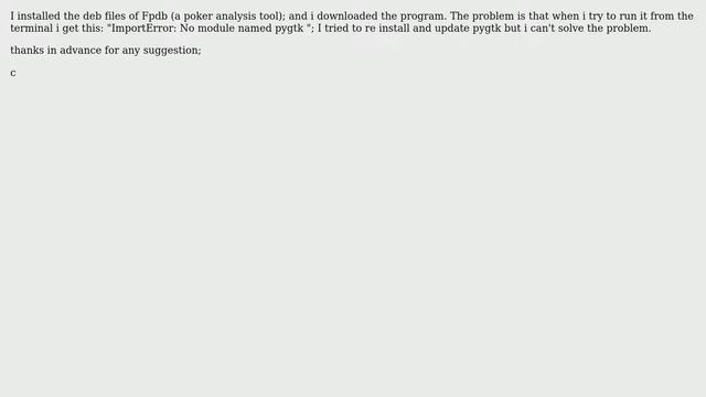 Ubuntu: ImportError: No module named pygtk смотреть онлайн