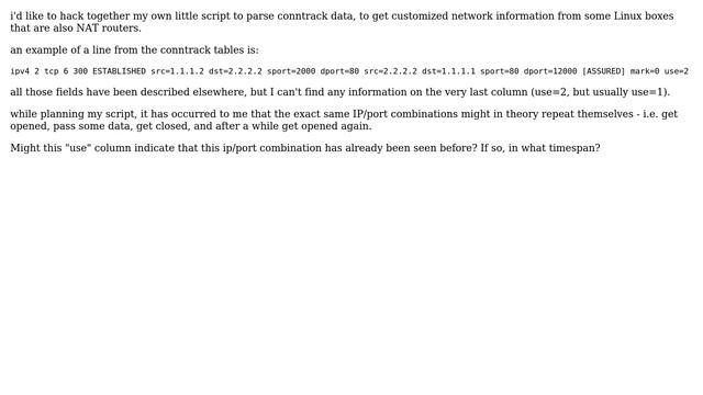 DevOps & SysAdmins: "use" column in /proc/net/ip_conntrack or nf_conntrack? смотреть онлайн