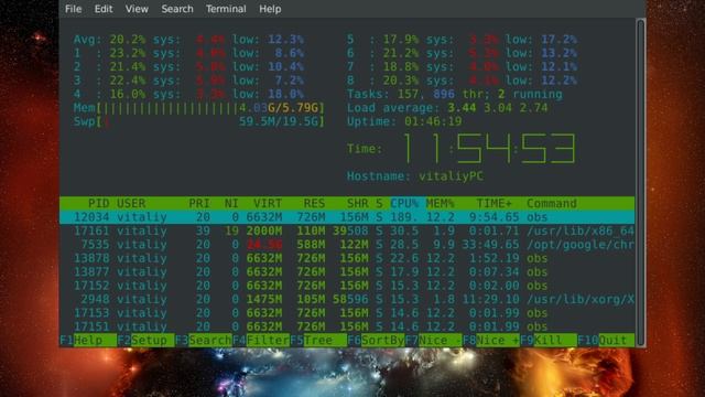 HTOP - viewing information on a computer смотреть онлайн