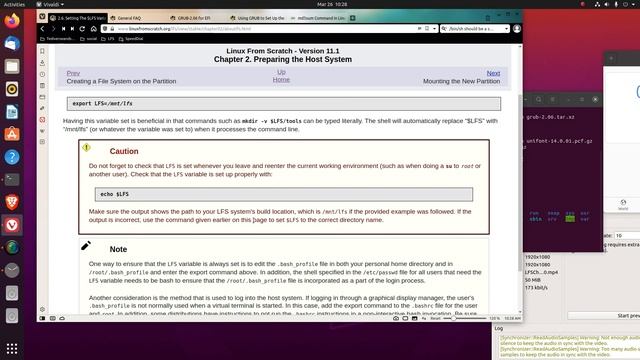 Linux From Scratch v 11.1 Ch 2 sec 5 to 7 $LFS And mount смотреть онлайн
