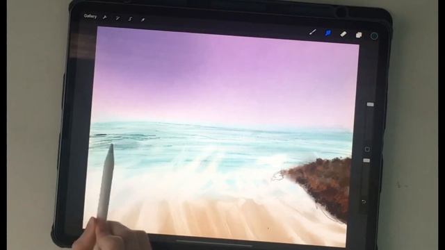 Digital painting process and procreate speed paint of ocean on the iPad Pro 12.9 with Apple Pencil смотреть онлайн