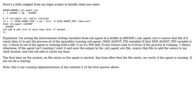 Unix & Linux: Avoid separately adding ssh keys (with password) to shell sessions (5 Solutions!!) смотреть онлайн