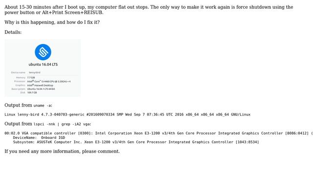 Ubuntu: Random freeze after 15-30 minutes смотреть онлайн