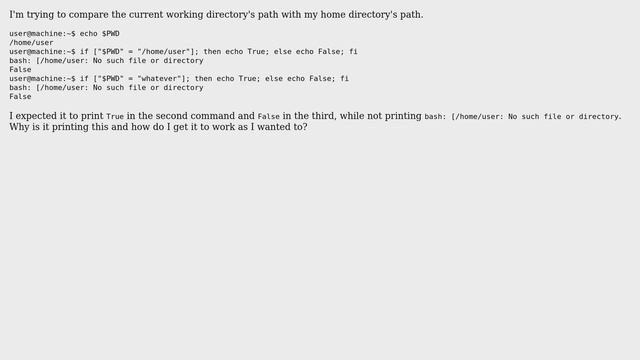 Unix & Linux: Comparing working directory with "string" смотреть онлайн