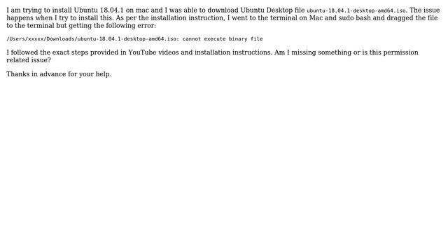 Ubuntu: Ubuntu Installation - "ubuntu-18.04.1-desktop-amd64.iso: cannot execute binary file" on Mac смотреть онлайн
