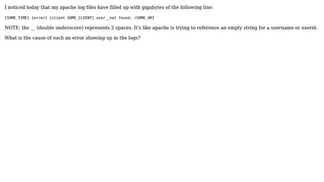 What would be filling apache logs with "user not found"? смотреть онлайн