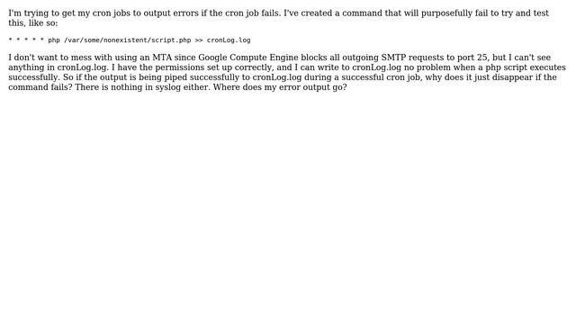 Cron job on google compute engine debian linux is failing silently смотреть онлайн