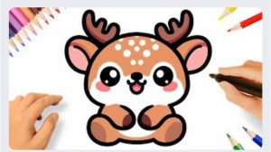 КАК НАРИСОВАТЬ МИЛОГО ОЛЕНЯ ОЧЕНЬ ЛЕГКО 💟