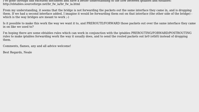 DevOps & SysAdmins: ebtables/iptables/bridge-utils: PREROUTING/FORWARD issue on single-NIC bridge смотреть онлайн