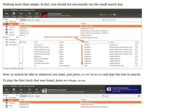 Ubuntu: In Rhythmbox, is there a way to sort by artist and search by title? смотреть онлайн
