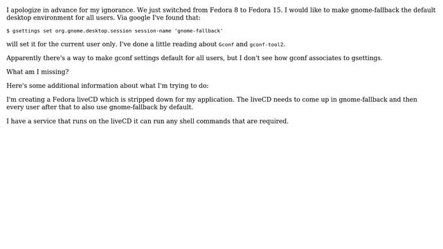 DevOps & SysAdmins: Fedora 15 setting gnome-fallback as default for all users смотреть онлайн