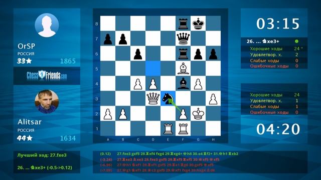 Chess Game Analysis: Alitsar - OrSP : 1/2-1/2 (By ChessFriends.com) смотреть онлайн