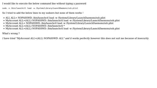Start SSH Server without typing a password - Sudoers (NOPASSWD) смотреть онлайн