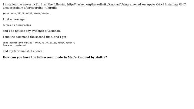 Unable to have full-screen in Mac's Xmonad смотреть онлайн