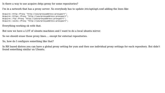 Ubuntu: acquire::http::proxy for only specified repositories смотреть онлайн