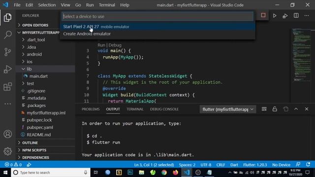Creating and Running First Flutter Application in Visual Studio Code смотреть онлайн