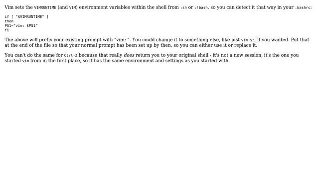 VIM, when I shell to prompt using :!bash I'd like the command prompt to reflect me being in a shell смотреть онлайн