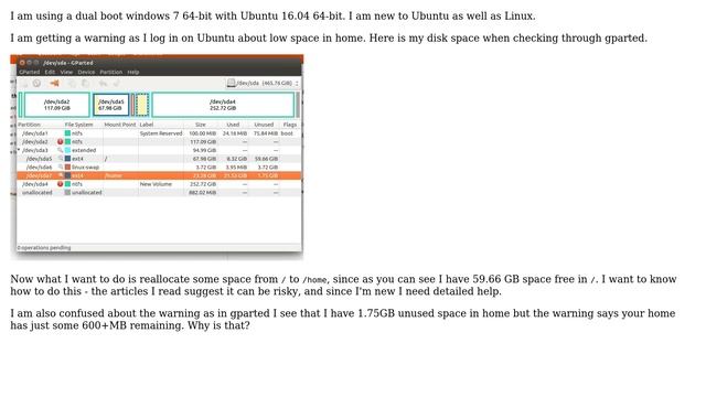 Ubuntu: How to resize root to increase home partition size in ubuntu 16.04 with gparted? смотреть онлайн