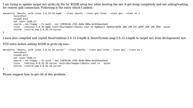 Ubuntu: How to modify grub entry for supporting KGDB kernel image? смотреть онлайн