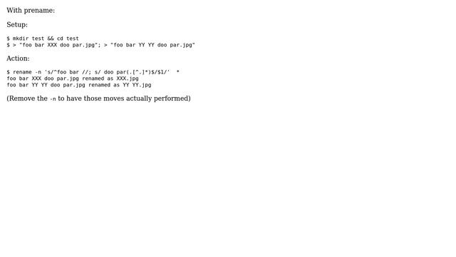 Unix & Linux: How to remove prefixes and suffixes from filenames in a given directory? смотреть онлайн