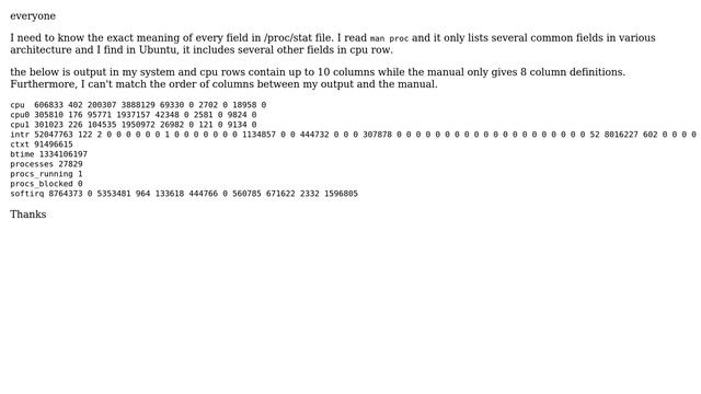 Ubuntu: Exact field meaning of /proc/stat смотреть онлайн