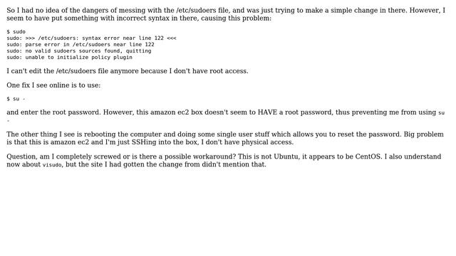 Unix & Linux: Broken sudo on amazon web services ec2 linux centOS смотреть онлайн