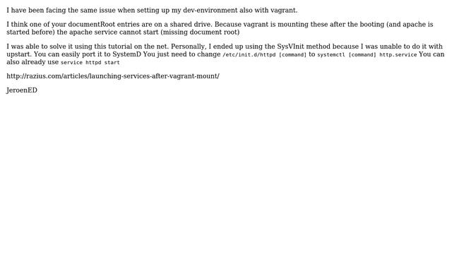 Apache not automatically starting after a reboot of a Scientific Linux Vagrant Box смотреть онлайн