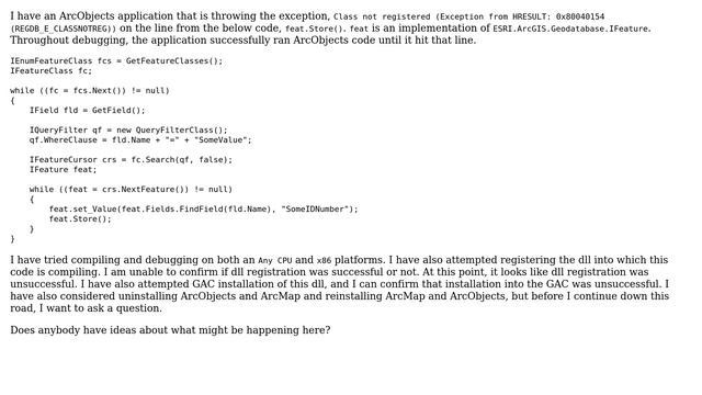 GIS: ArcObjects "Class not registered (Exception from HRESULT: 0x80040154 (REGDB_E_CLASSNOTREG))" смотреть онлайн