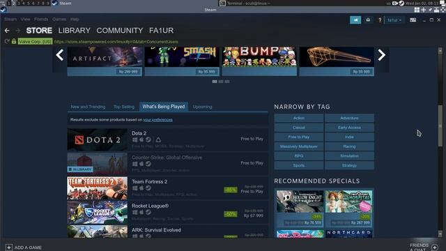 Bermain game di GNU Linux Manjaro dengan steam 20190102 смотреть онлайн