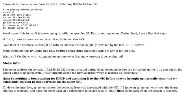 Ubuntu: What is "IP-Config:" during bootup and why is it overriding my /etc/network/interfaces? смотреть онлайн