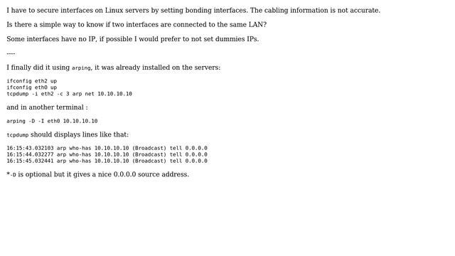 Unix & Linux: How to tell if two ethernet interfaces are on the same lan? смотреть онлайн