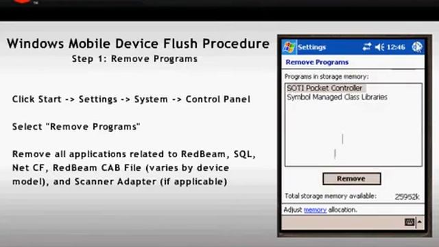 RedBeam Mobile Device Flush - Wndows Mobile - Step 1.avi смотреть онлайн