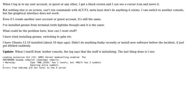 Ubuntu: Black screen and cursor only when I log in in 13.10 смотреть онлайн
