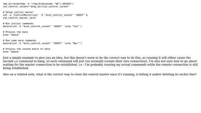 Setup and use SSH ControlMaster Session in a Shell Script смотреть онлайн