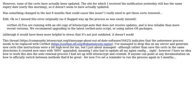 letsencrypt has stopped auto renewing смотреть онлайн