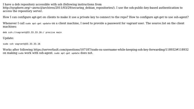 Ubuntu: How to configure apt to access a deb repository over ssh? смотреть онлайн